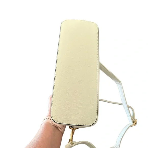 Vatab Ivory Off White Purse Shoulder Cross Body Clasp Leather Women’s - Picture 4 of 6